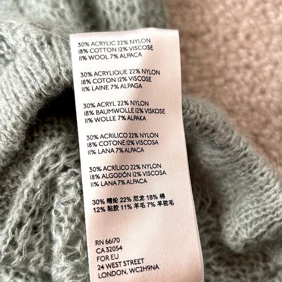 Free People Alpaca Wool Blend Angel Soft Pullover Mint Sweater Size S - Picture 8 of 9